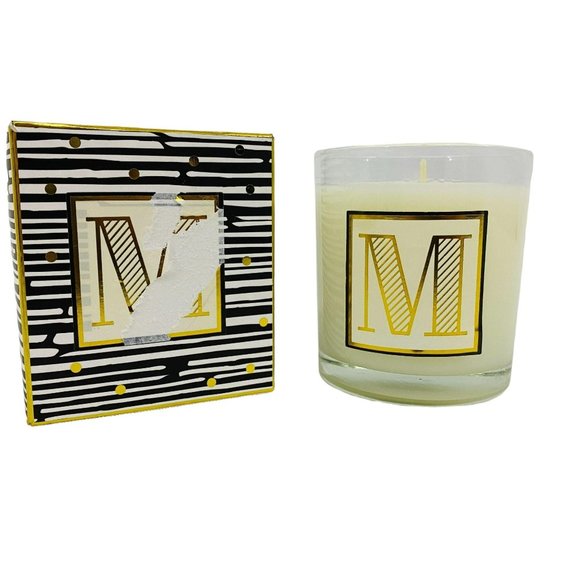 Floral S4299 Glass Field "M" Alphabet Grapefruit & Ginger Scented Candle - Picture 1 of 5